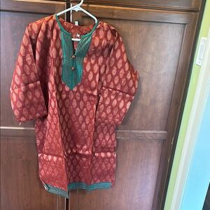 Seasons Brand Elegant Red and Green Women's Kurta with matching salvar pant